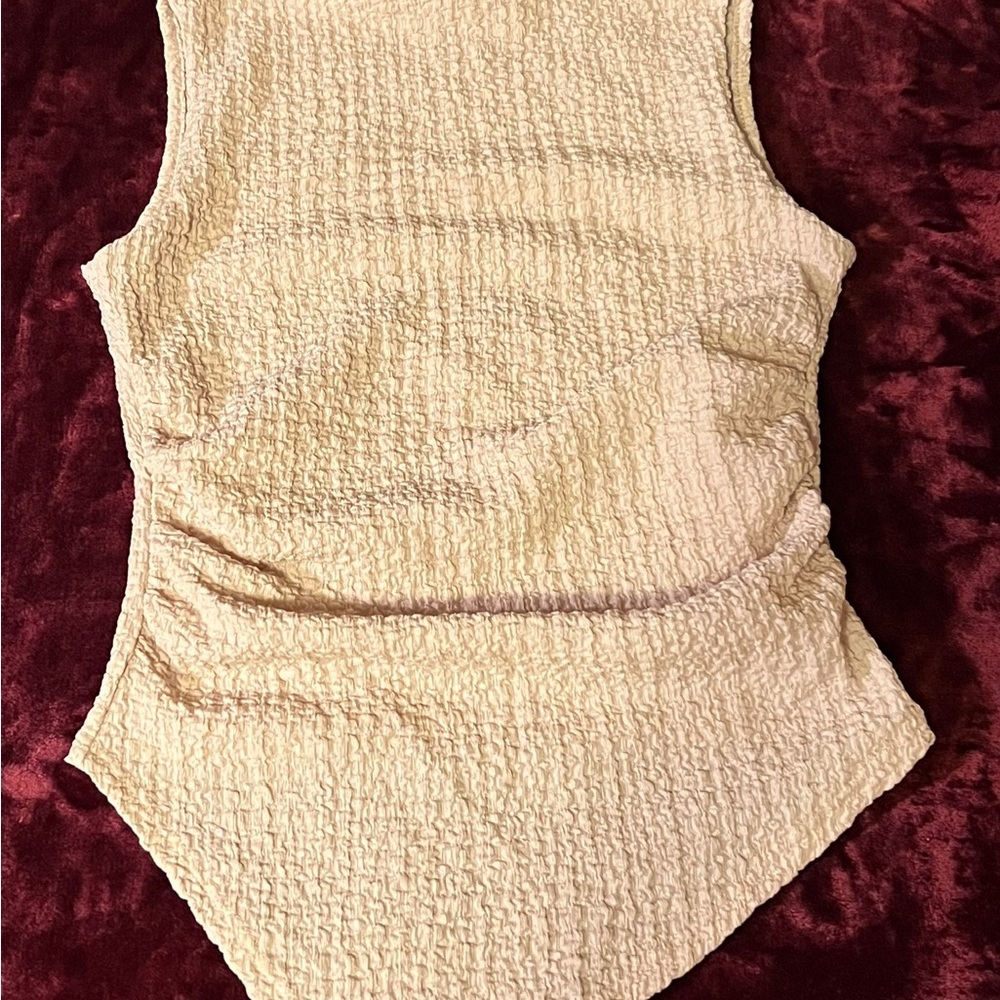 See You Monday Cream Textured Bodysuit